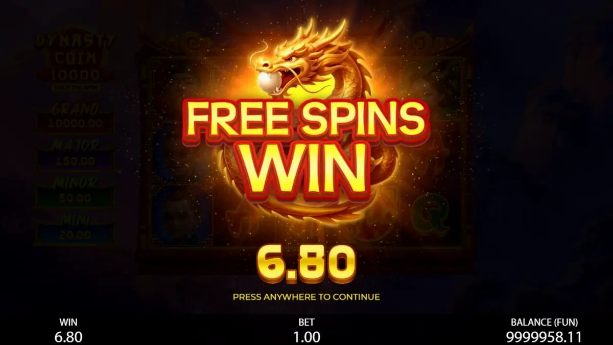 Tampilan visual slot Dynasty Coin 10,000: Hold the Spin dengan latar belakang kuil kuno